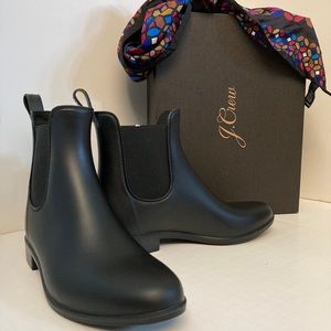 J. Crew Chelsea Matte Black Rain Boots, Size 7